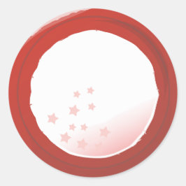 Pegatina Redonda Frontera roja angustiada con estrellas débiles 4 d