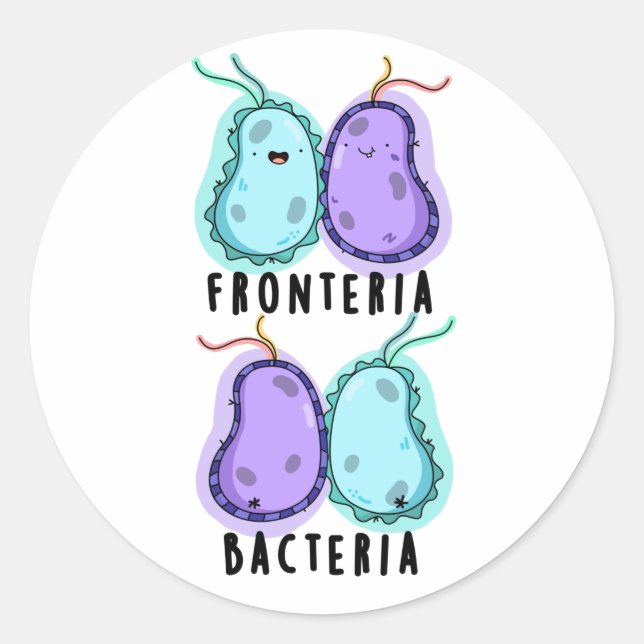 Pegatina Redonda Fronteria Bacterias Funny Biology Pun (Anverso)