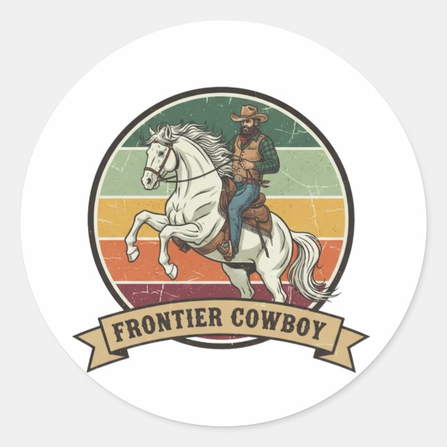 Pegatina Redonda Frontier Cowboy Spirit (Anverso)