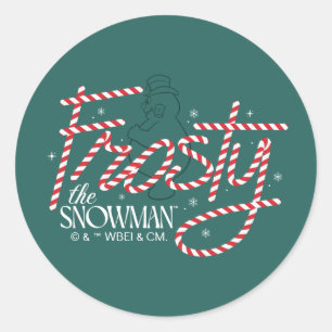 Pegatina Redonda Frosty el logo de Snowman Candy Cane