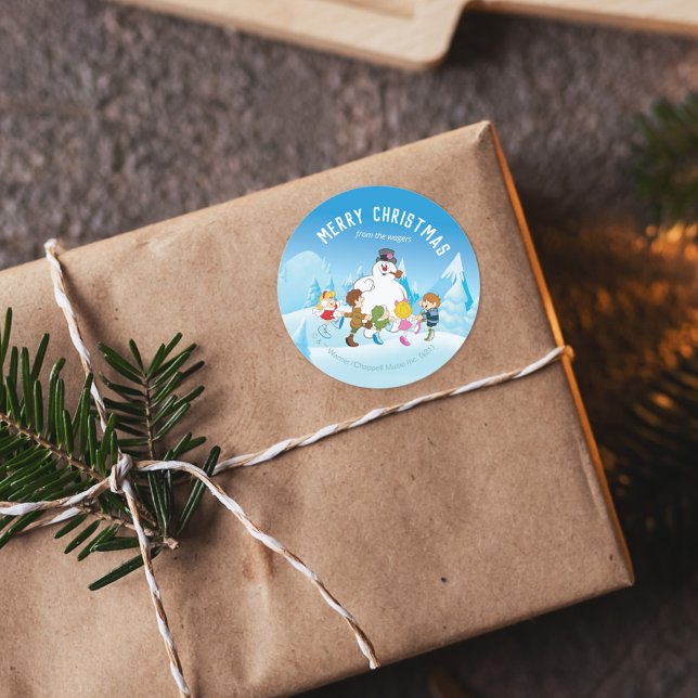 Pegatina Redonda Frosty the Snowman™| Navidades personalizados (Subido por el creador)