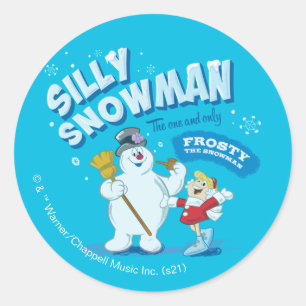 Pegatina Redonda Frosty the Snowman™   "Silly Snowman"