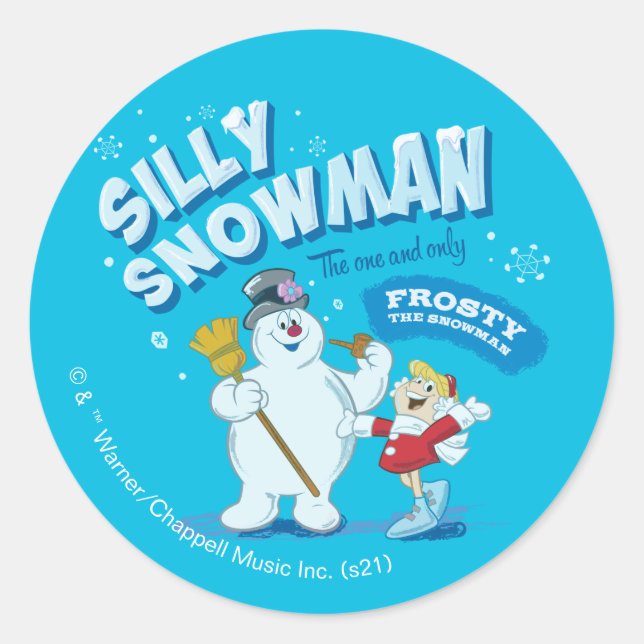 Pegatina Redonda Frosty the Snowman™ | "Silly Snowman" (Anverso)