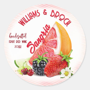 Pegatina Redonda Fruit Sangria Boda