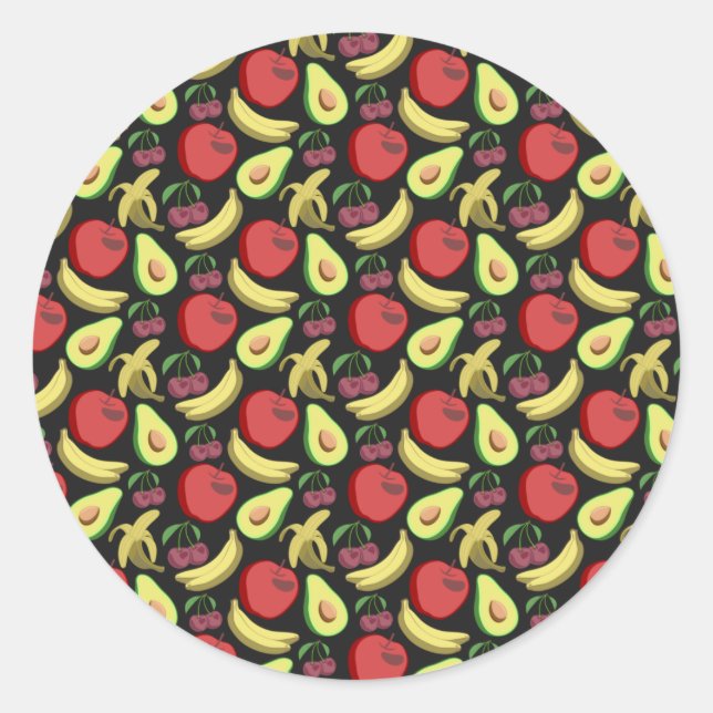 Pegatina Redonda Fruit seamless pattern | colorful tropical fruit (Anverso)