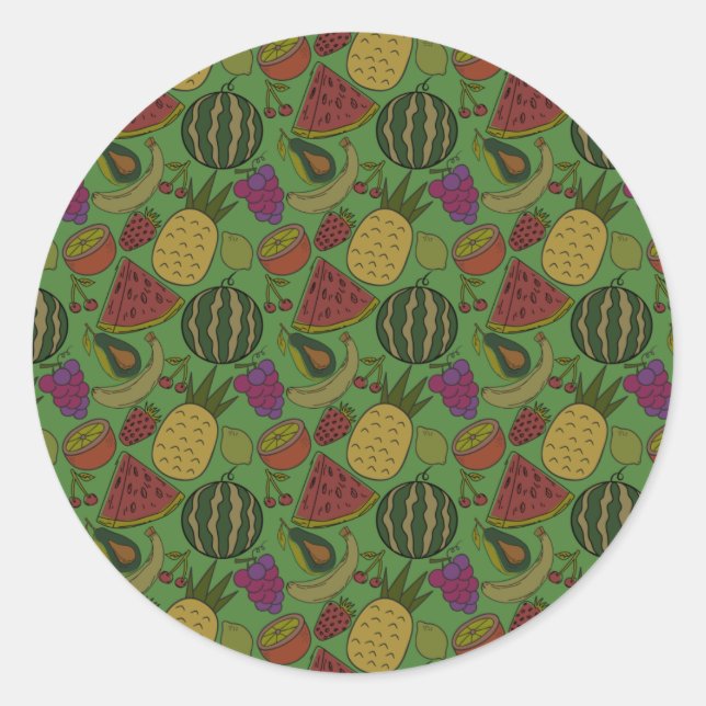Pegatina Redonda Fruit seamless pattern | Fruit surface pattern 19 (Anverso)