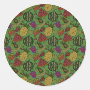 Pegatina Redonda Fruit seamless pattern   Fruit surface pattern 19