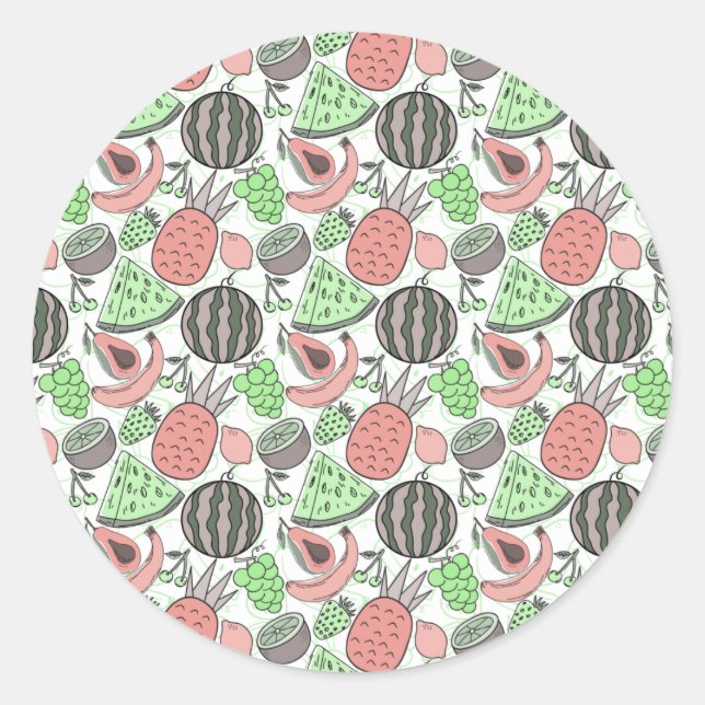Pegatina Redonda Fruit seamless pattern | Fruit surface pattern 53 (Anverso)