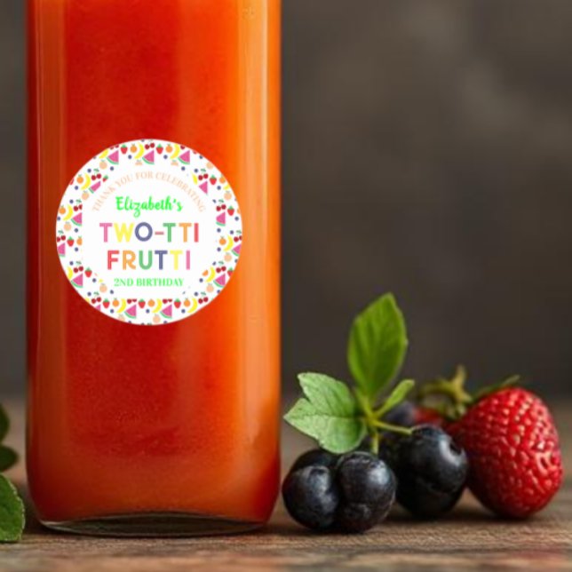 Pegatina Redonda Fruit Two-Tti Frutti Segundo Cumpleaños (Subido por el creador)