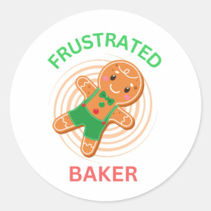 PEGATINA REDONDA FRUSTRADO BAKER GINGERBREAD COOKIE