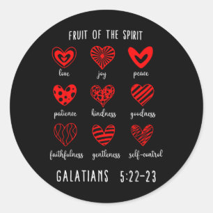 Pegatina Redonda Fruta Cristiana De San Valentín De La Biblia De Es