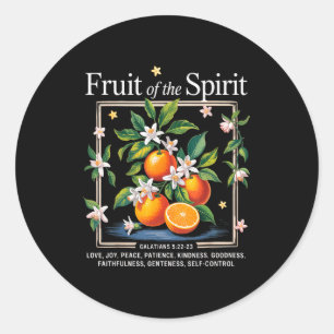 Pegatina Redonda Fruta Cristiana Del Espíritu Fruta Vintage Naranja