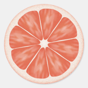 Pegatina Redonda Fruta de cítricos grapefruit rosa