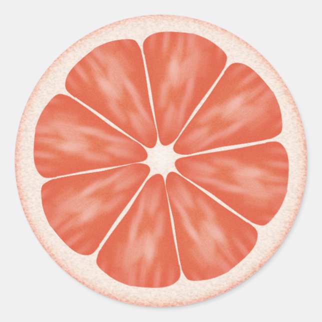 Pegatina Redonda Fruta de cítricos grapefruit rosa (Anverso)
