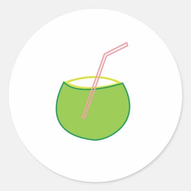 Pegatina Redonda Fruta de coco de agua de coco (Anverso)