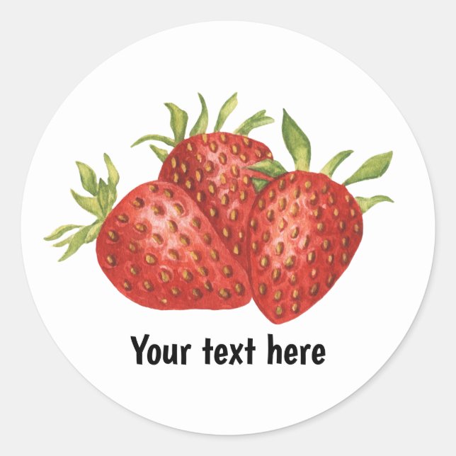 Pegatina Redonda Fruta de fresa linda personalizable  (Anverso)