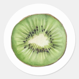 Pegatina Redonda Fruta de kiwi acuarela de verano trendy 