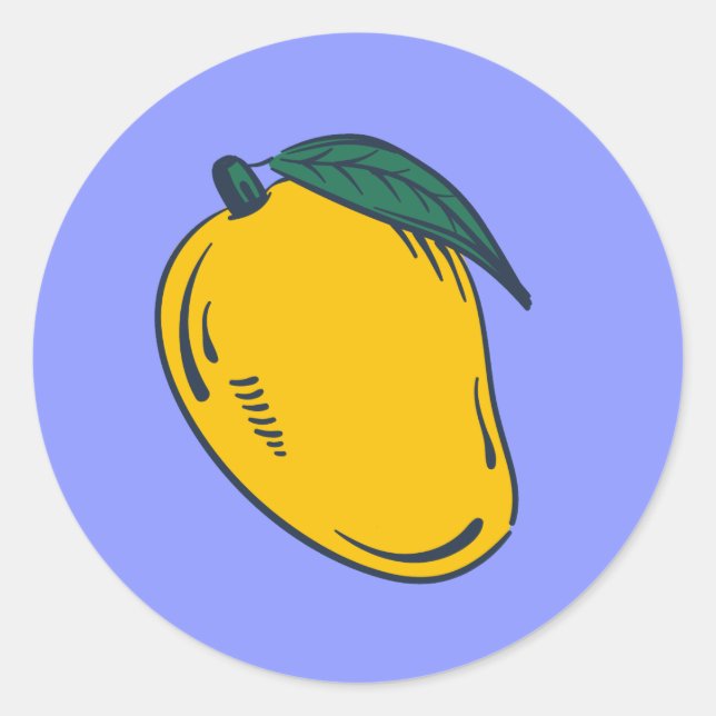 Pegatina Redonda Fruta de Mango de manos lisas (Anverso)