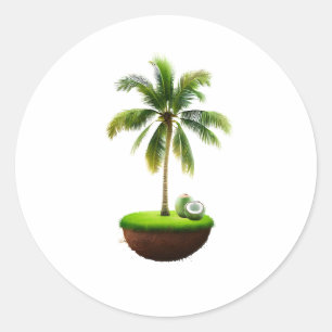 Pegatina Redonda Fruta del árbol del coco