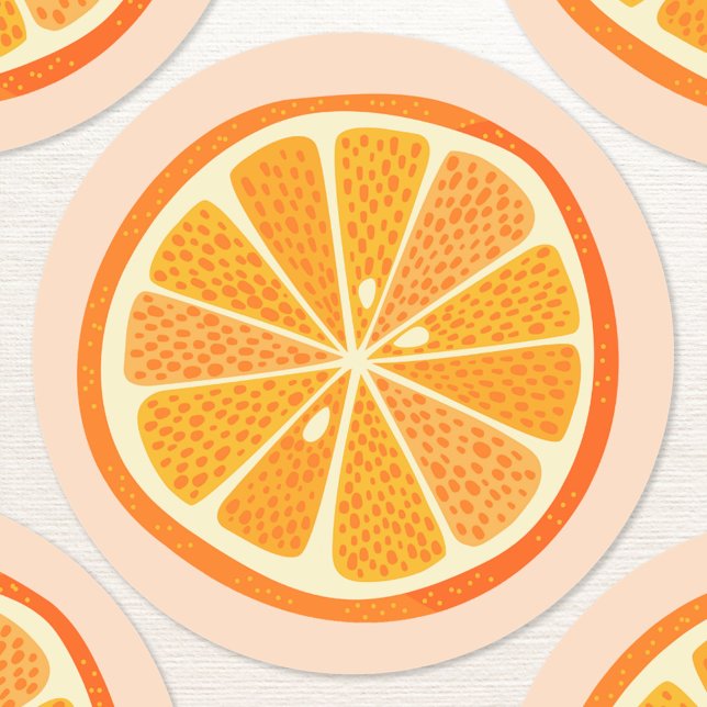 Pegatina Redonda Fruta del Naranja del cítrico (Fun citrus orange slice stickers)