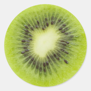 Pegatina Redonda Fruta kiwi fresca. Secador redondo aislado