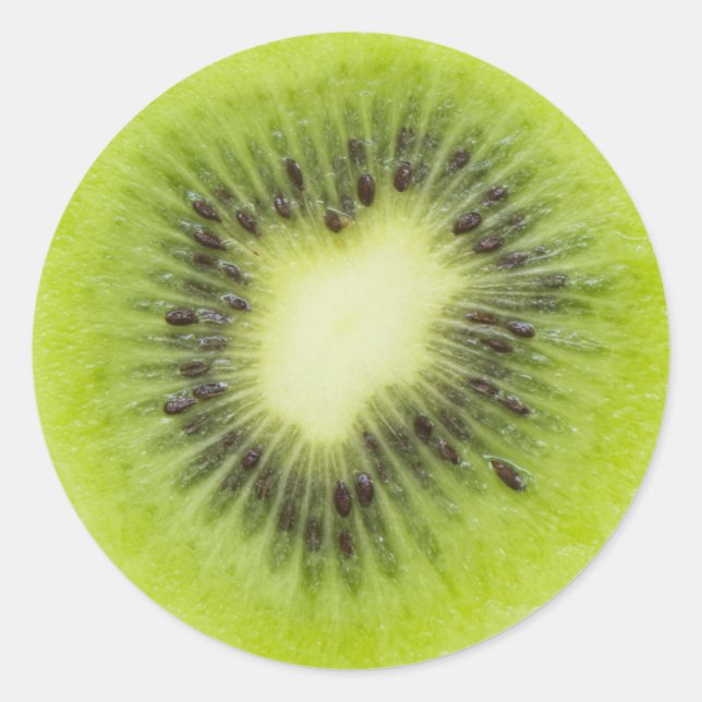 Pegatina Redonda Fruta kiwi fresca. Secador redondo aislado (Anverso)