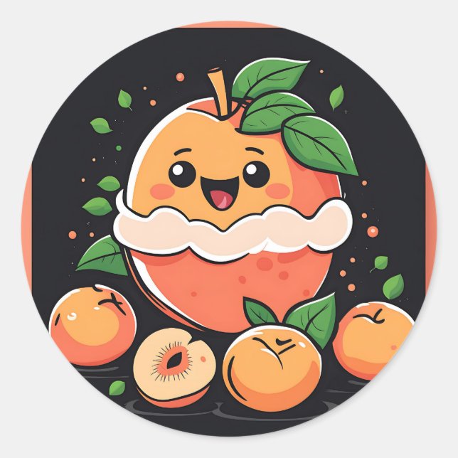 Pegatina Redonda Fruta sonriente (Anverso)