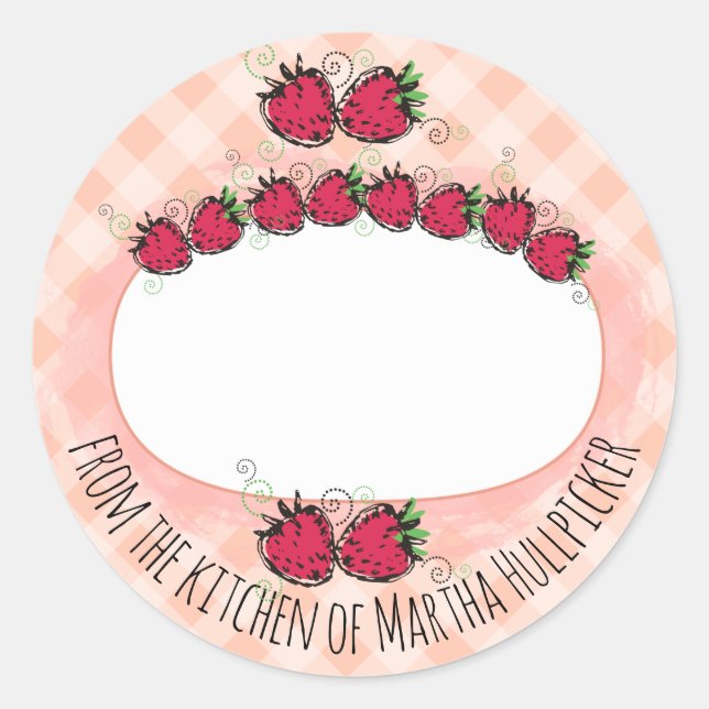 Pegatina Redonda frutales de fresas de la cocina de enlatado (Anverso)