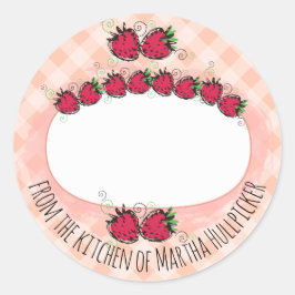 Pegatina Redonda frutales de fresas de la cocina de enlatado