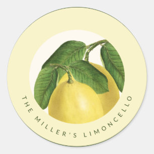 Pegatina Redonda Frutas cítricas   Limones   Limoncello casero