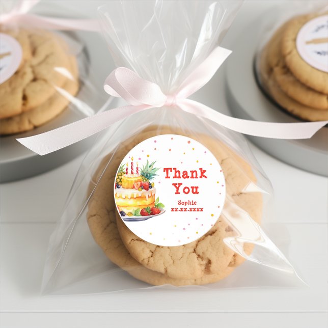 Pegatina Redonda Frutas Cumpleaños Torta de cumpleaños (Subido por el creador)