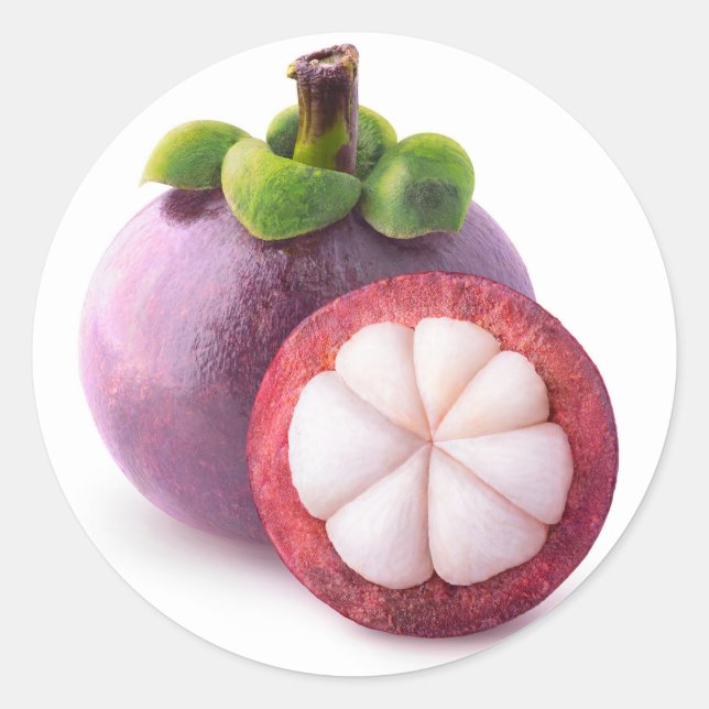 Pegatina Redonda Frutas de Mangosteen (Anverso)