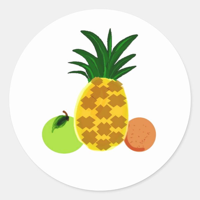 Pegatina Redonda Frutas Súper (Anverso)