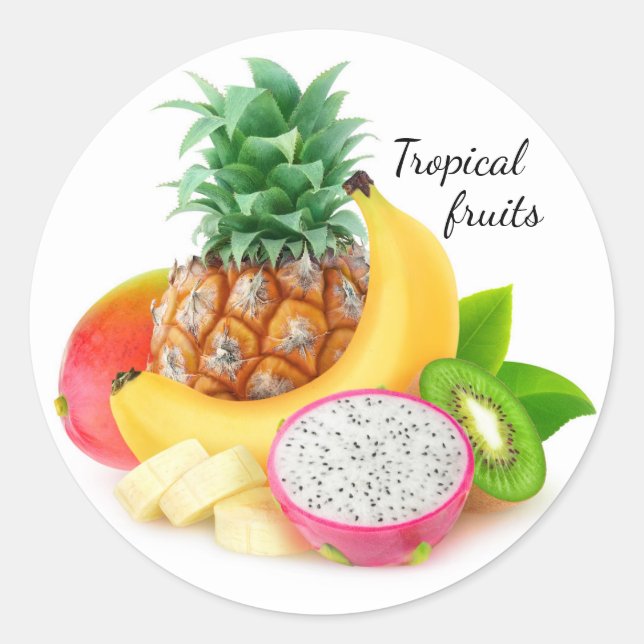 Pegatina Redonda Frutas tropicales (Anverso)