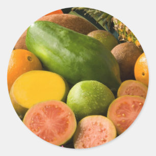 Pegatina Redonda Frutas tropicales