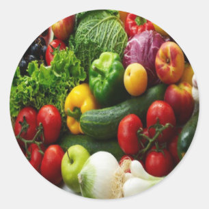 PEGATINA REDONDA FRUTAS Y VERDURAS