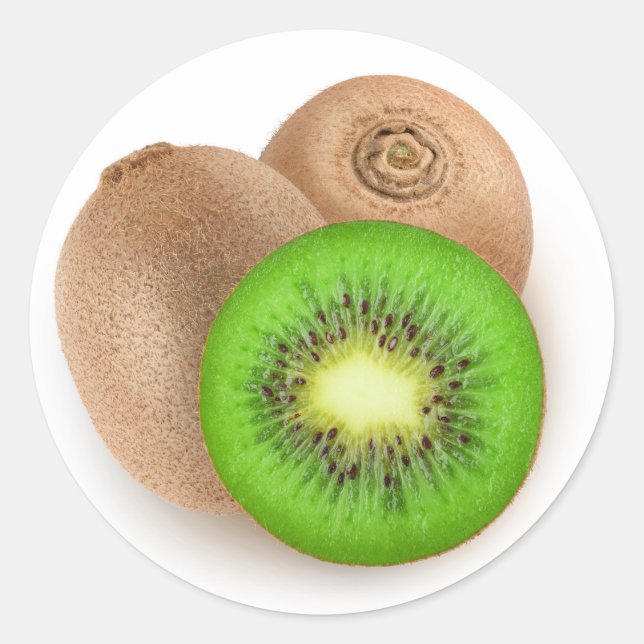 Pegatina Redonda Frutos de Kiwi (Anverso)