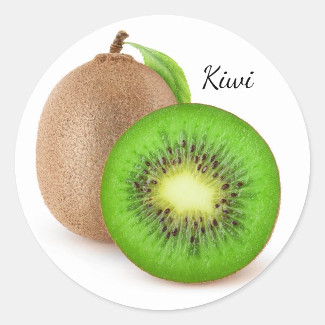 Pegatina Redonda Frutos de Kiwi (Anverso)