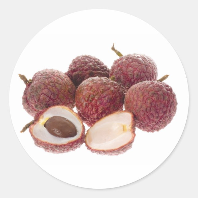 Pegatina Redonda Frutos tropicales - Lychees (Anverso)