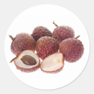 Pegatina Redonda Frutos tropicales - Lychees