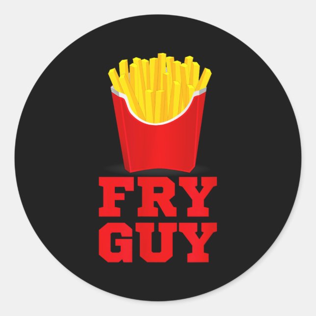 Pegatina Redonda Fry Guy Fast Food Lover Fries Funny Novelty  (Anverso)