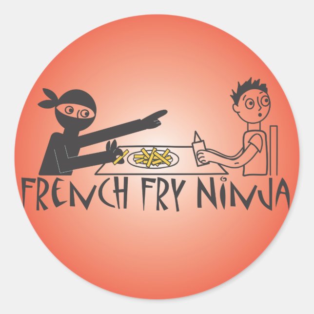 Pegatina Redonda Fry Ninja de Francia (Anverso)