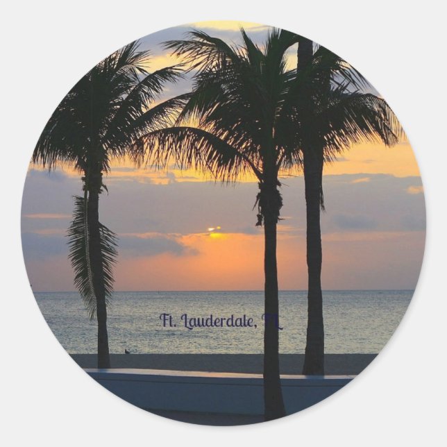 Pegatina Redonda Ft. Lauderdale Sunset (Anverso)