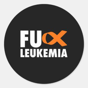 Pegatina Redonda FU Leucemia Diversión Leucemia Conciencia