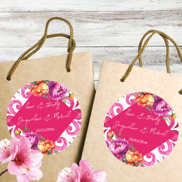 Pegatina Redonda Fuchsia Majolica azulejos naranja gracias