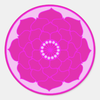 Pegatina Redonda Fuchsia Pink Lotus Mandala