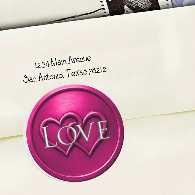 Pegatina Redonda Fuchsia  Two Hearts Intertwined Wedding (Subido por el creador)