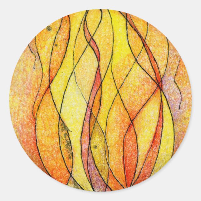 Pegatina Redonda Fuego de cuatro elementos (Anverso)