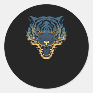 Pegatina Redonda Fuego de tiburones