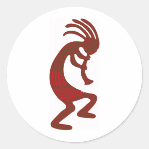 Pegatina Redonda Fuego Kokopelli